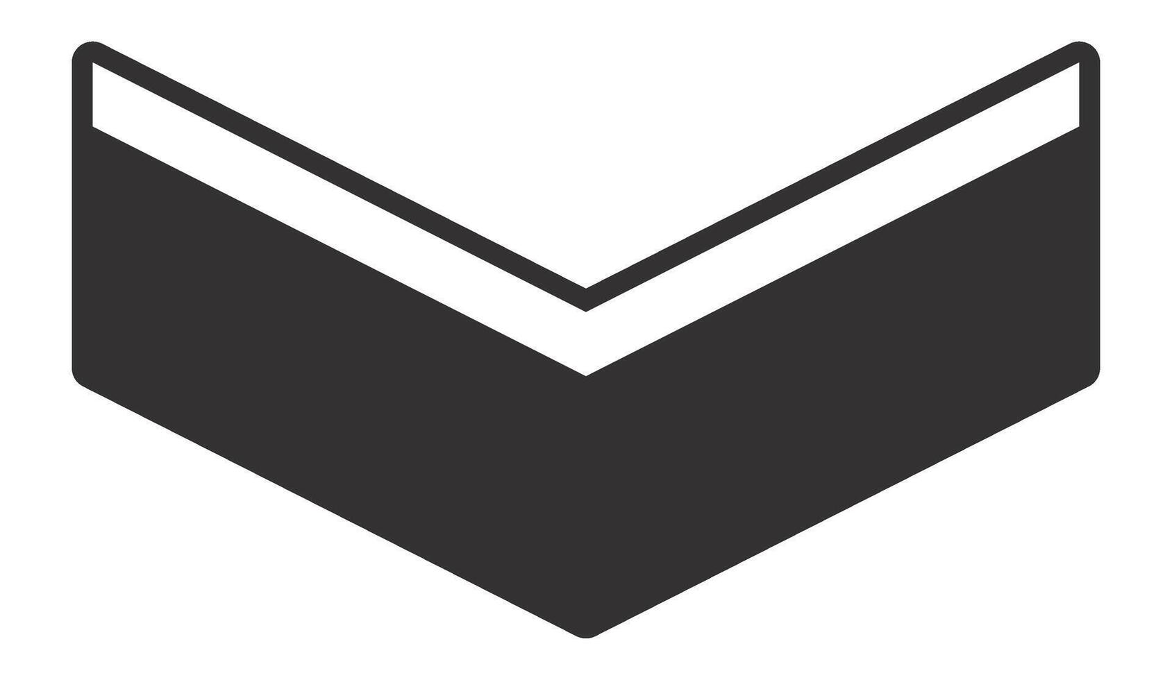 Simple down arrow icon with dark gray color and white border, isolated on white background, ideal for user interface and graphic design projects vector