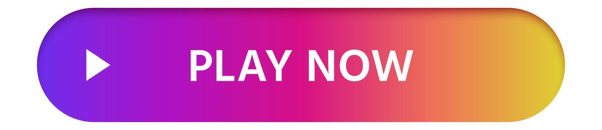 Stylish play now button featuring a trendy gradient transitioning from purple to orange, complemented by a white play icon. Perfect for enhancing websites and apps vector