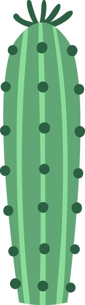 Simple illustration featuring a vibrant green cactus adorned with dark green dots and vertical lines, thriving in a warm desert landscape under the bright sun vector