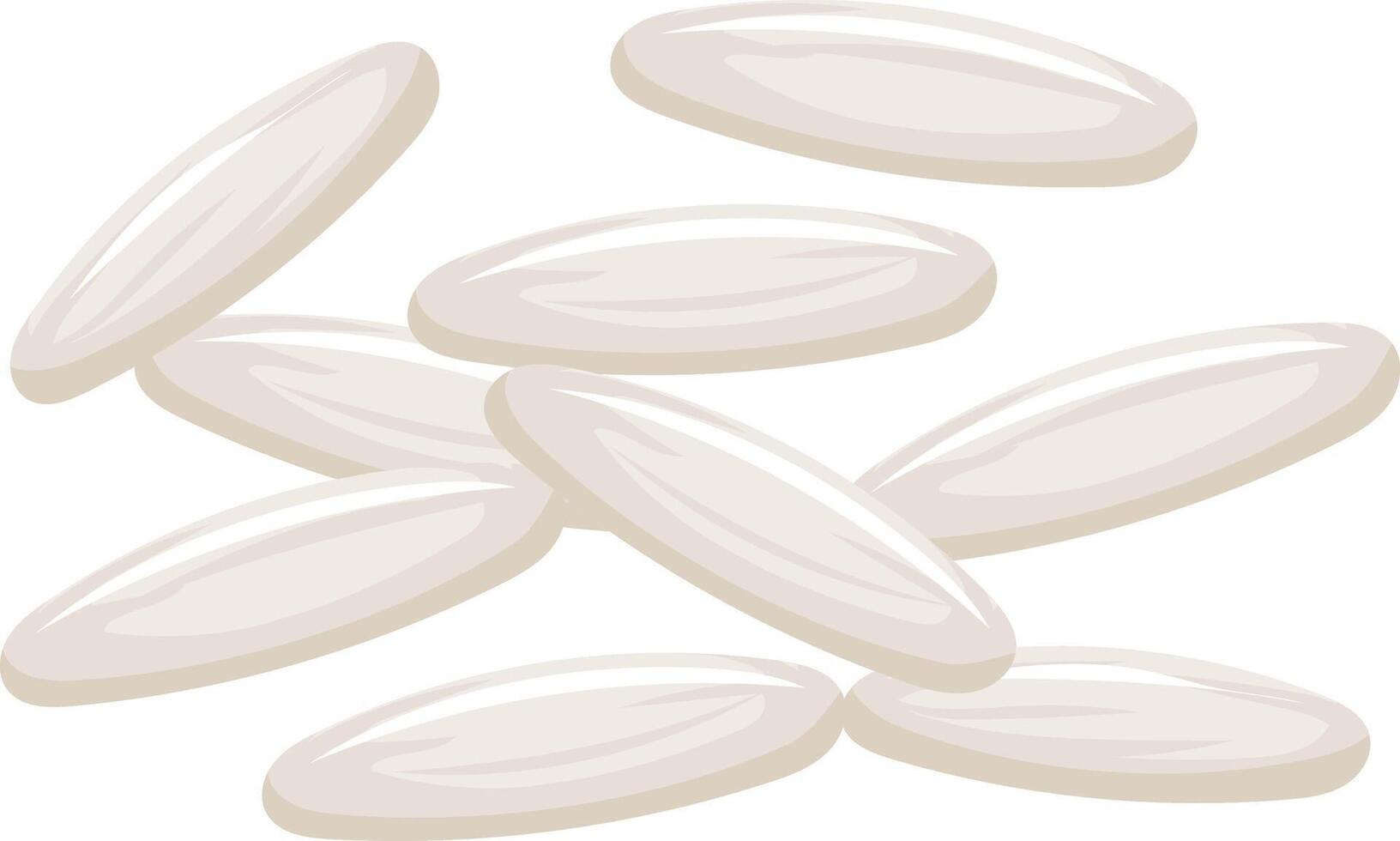 Long white rice grains cascading against a bright white background, forming a visually striking composition perfect for food related projects and showcasing healthy ingredients vector