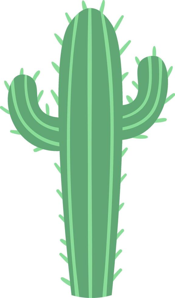 Saguaro cactus featuring two arms, thriving in a hot desert environment, presented as a minimalist illustration on a clean white background, embodying modern graphic design vector