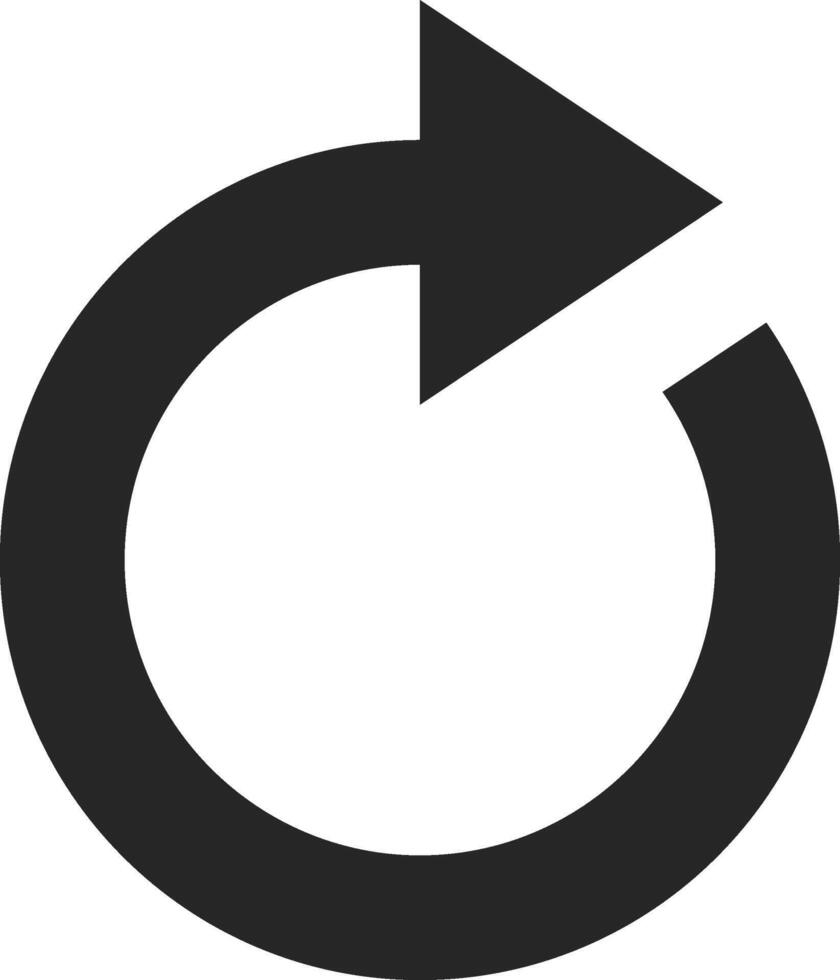 Rotating arrow forming a perfect circle, representing a continuous loop, cycle, or repetition, ideal for concepts related to refresh, reload, restart, or redo vector