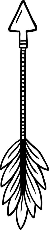 Simple, hand drawn arrow with feather fletching and triangular arrowhead pointing upwards, suggesting direction, purpose, and forward movement vector