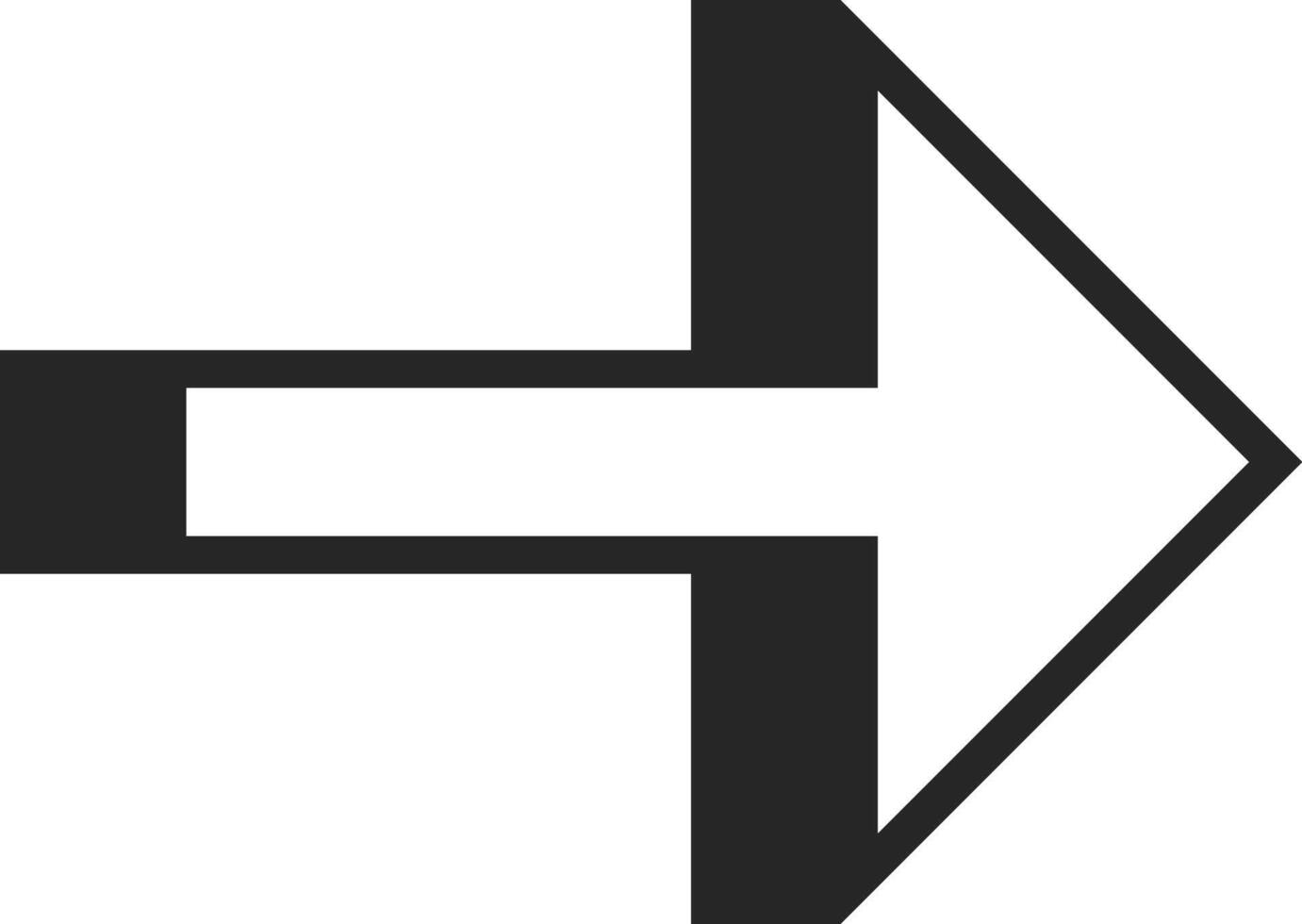 Minimalist right arrow symbol featuring thick black borders, perfect for conveying direction or progress within a clean, modern design aesthetic. Ideal for user interfaces and web applications vector