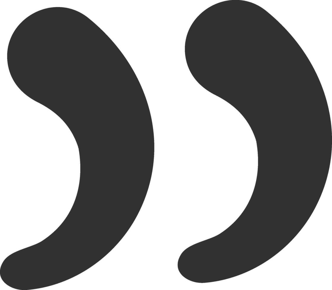 Dark gray double quotes punctuation marks represent a quoted passage, adding emphasis and credibility to written content, highlighting a speaker's words or a specific text excerpt vector