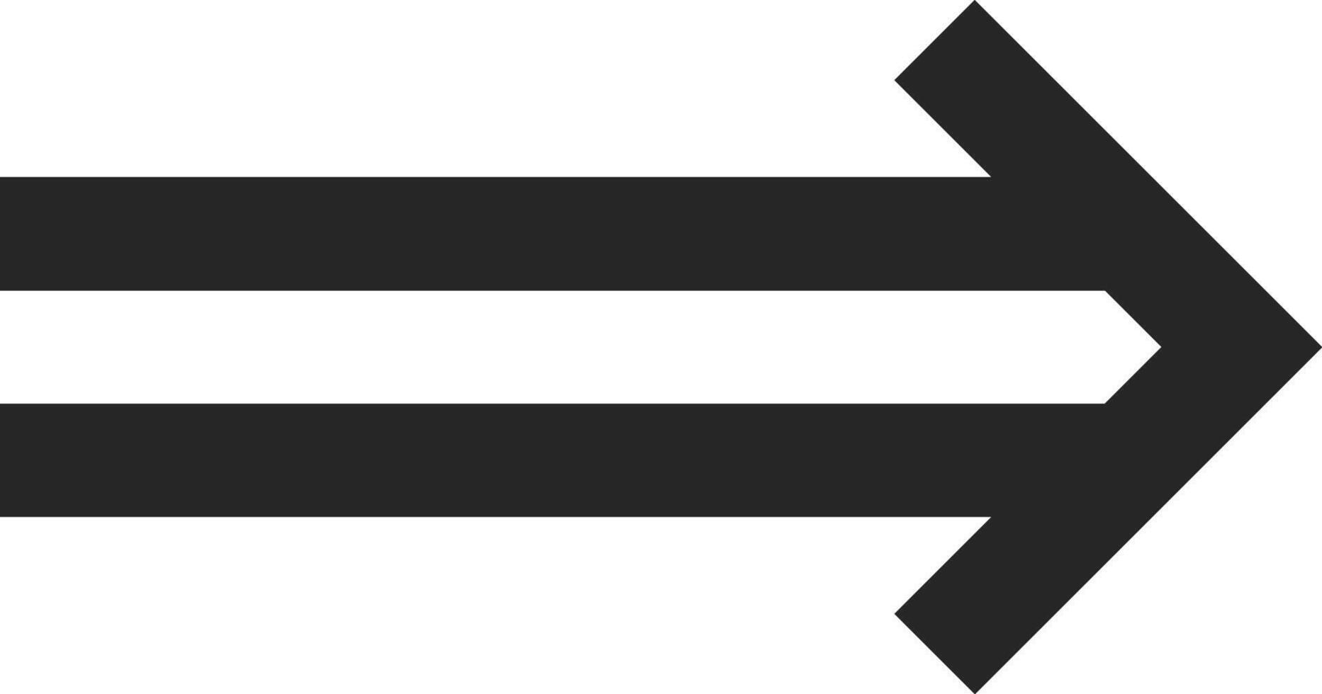 Double black arrows pointing right on a clean white background, symbolizing direction, progress, and forward movement, while conveying concepts of growth and achievement vector