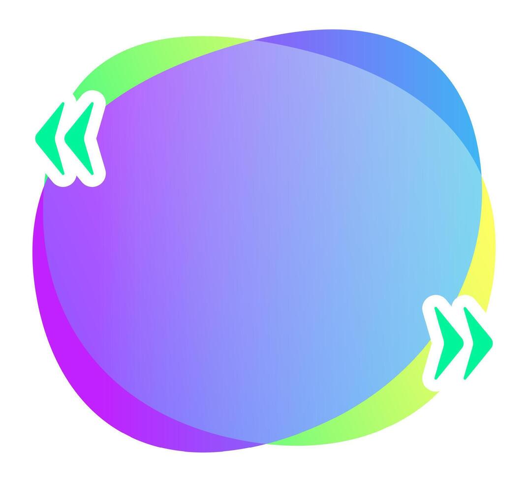 Rewind and forward arrows surrounding a colorful bubble with gradient colors, providing a dynamic and engaging visual element for multimedia content vector