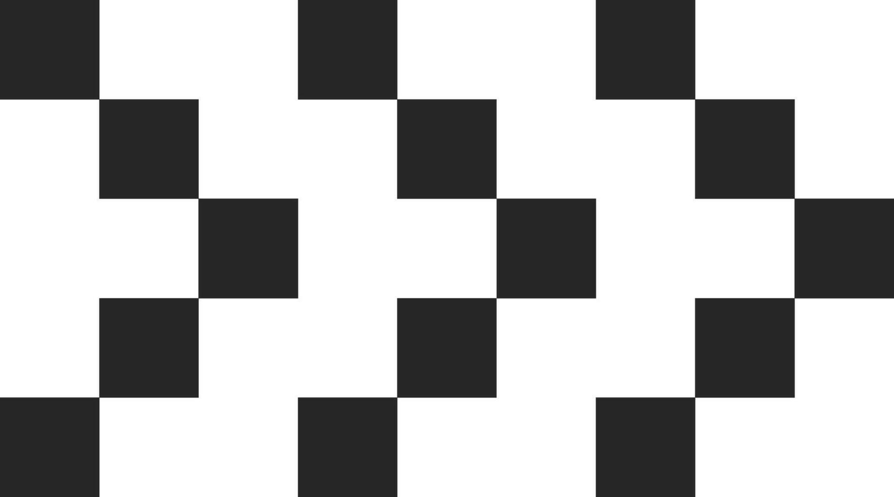 Black and white squares arranged in an abstract geometric pattern create an optical illusion, forming a visually stimulating design with contrasting elements vector