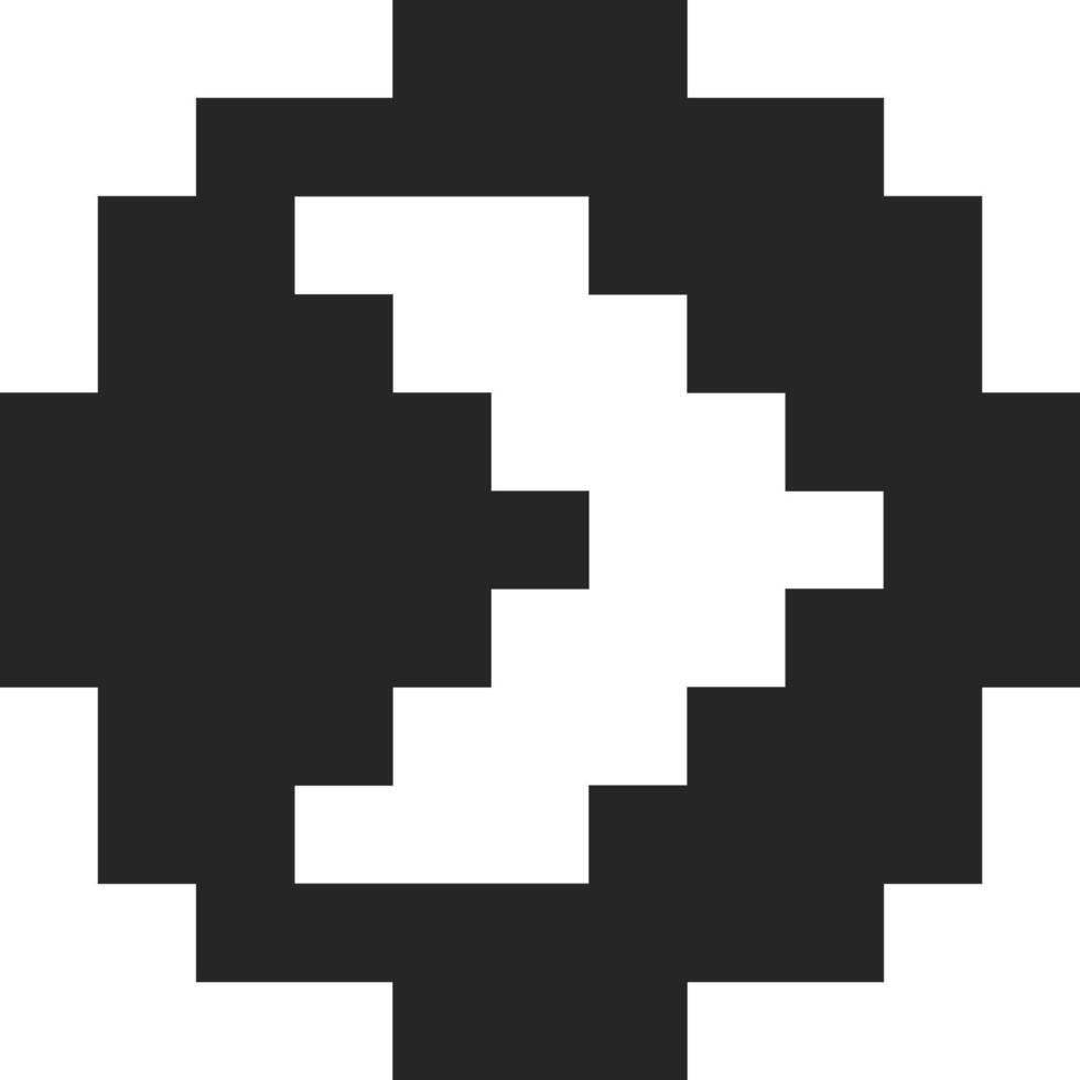 Pixel art representing number three with a square shape, using black and white pixels, ideal for vintage game designs or retro aesthetics vector