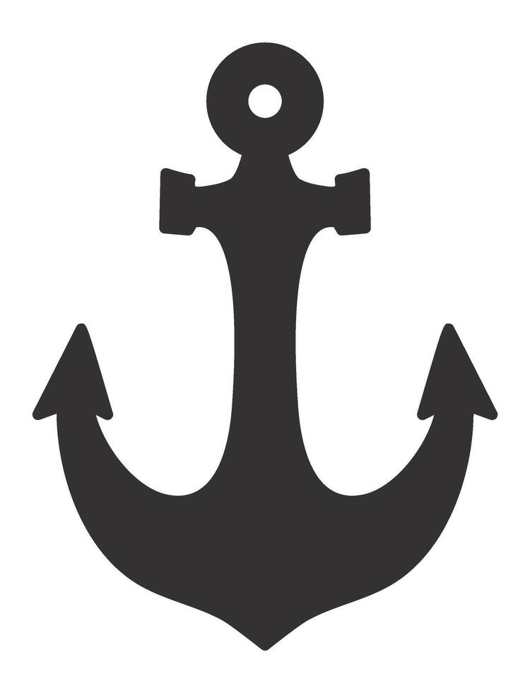Simple dark gray anchor silhouette isolated against a white background, symbolizing stability, seafaring, hope, and steadfastness in maritime adventures and journeys vector
