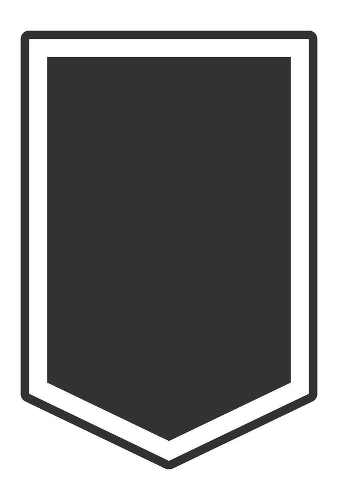 Minimalist illustration of a simple blank vertical shield with a white border, representing concepts of protection, security, and defense vector
