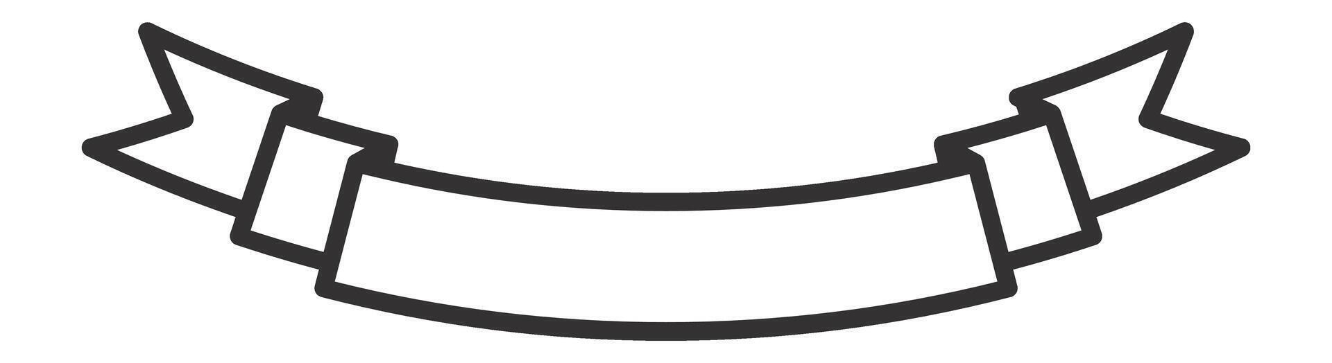 Simple waving ribbon banner outline drawing waving from left to right, suitable for graphic design, websites, social media, presentations, and marketing materials vector