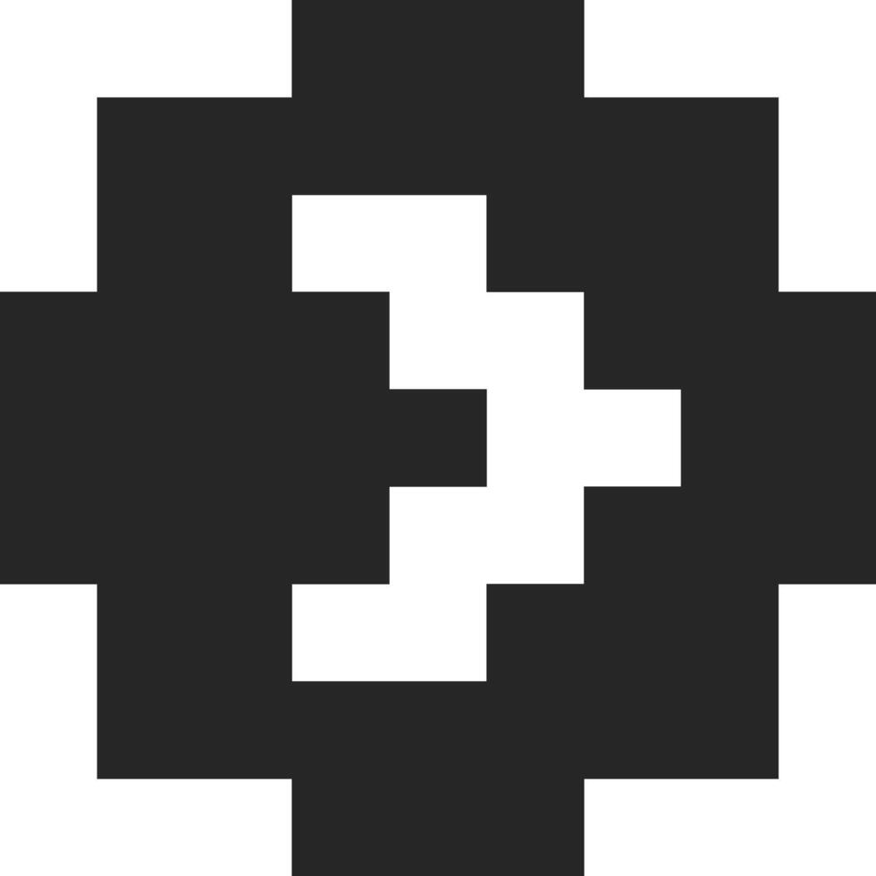 Pixel art representing number three with a cross shape, created using large square pixels, ideal for conveying concepts related to retro gaming, 8 bit graphics, or digital art vector