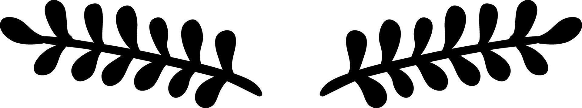 Two simple black branches with rounded leaves are creating a frame on a white background, perfect for minimalist and nature inspired designs vector