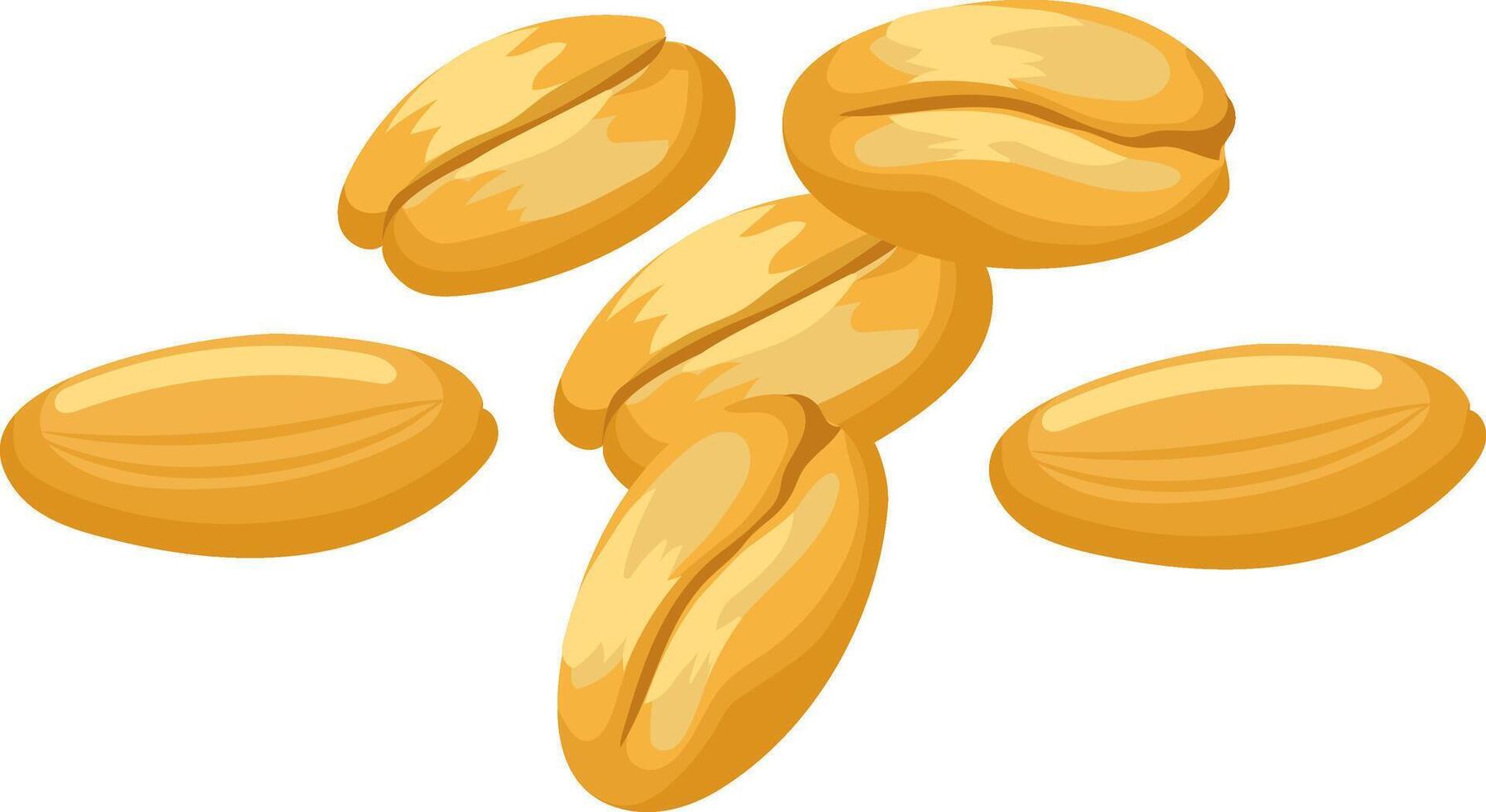 Oat grains falling and rotating on a white background, creating a dynamic and appetizing visual suitable for food and beverage marketing campaigns vector