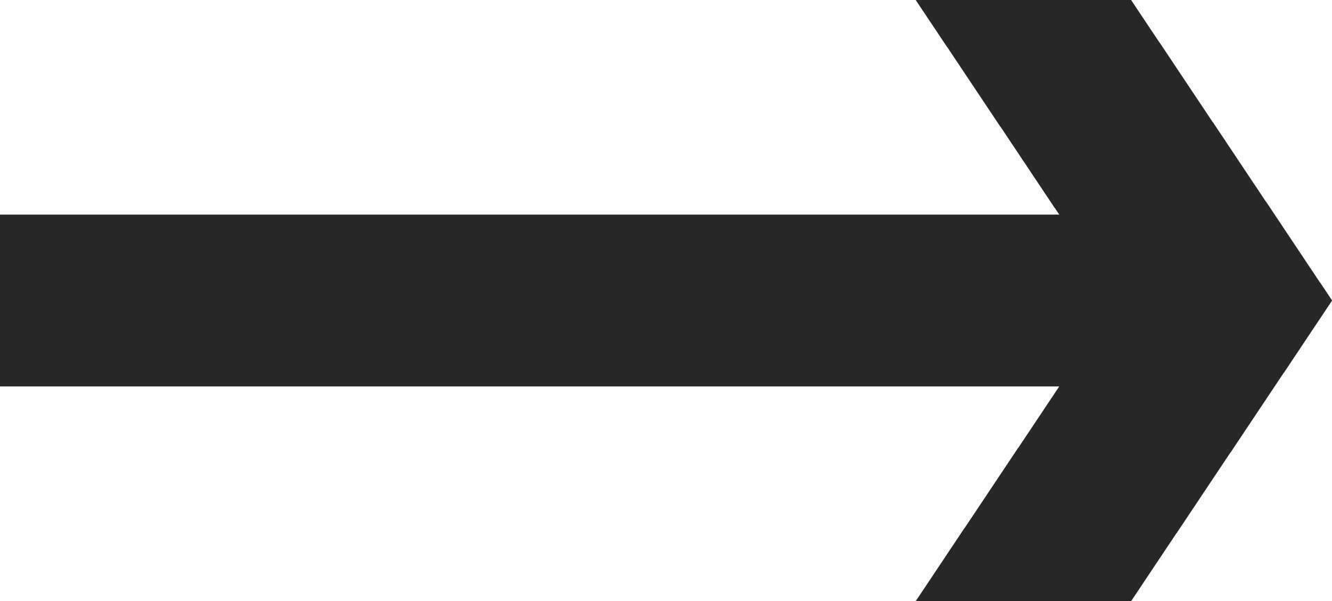 Black arrow pointing right against a white background, representing direction and movement. Symbolizing progress and forward motion, this simple graphic element conveys guidance and choice vector