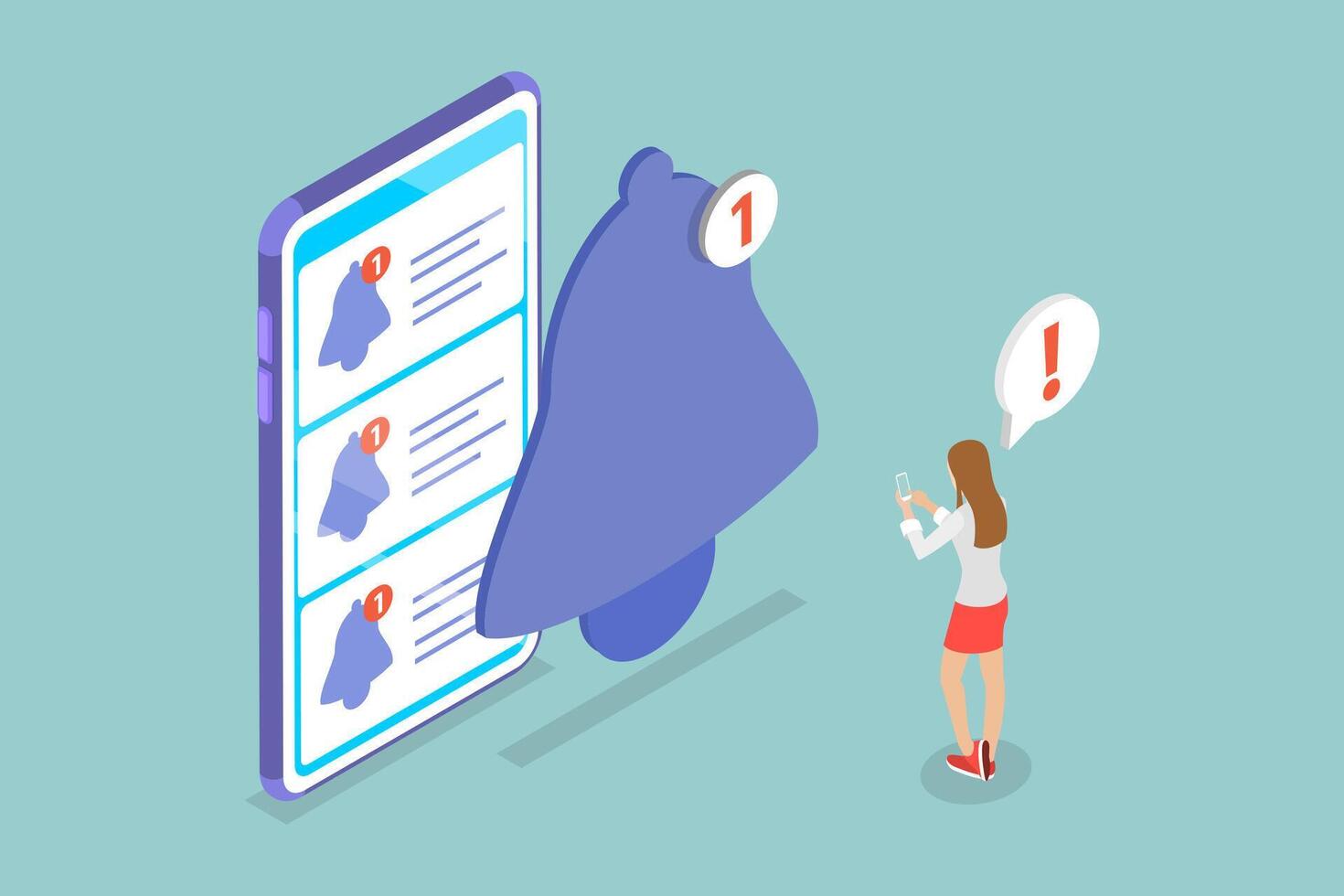 3D Isometric Flat Conceptual Illustration of Notification, Calendar Reminder vector