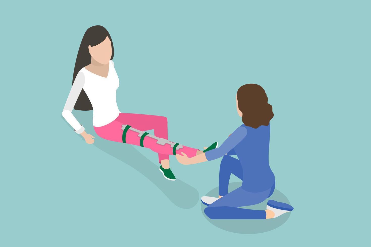 3D Isometric Flat Conceptual Illustration of Rehabilitation, Physiotherapy Rehab, Injury Recovery vector
