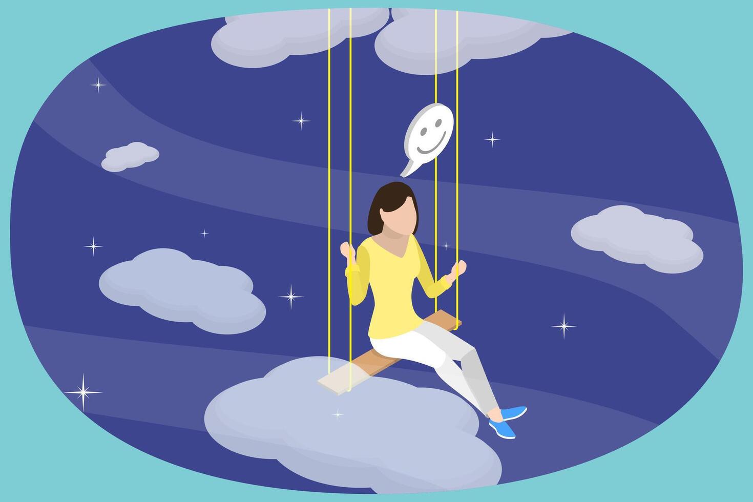 3D Isometric Flat Conceptual Illustration of Dreaming and Recuperation, Psychology Harmony vector