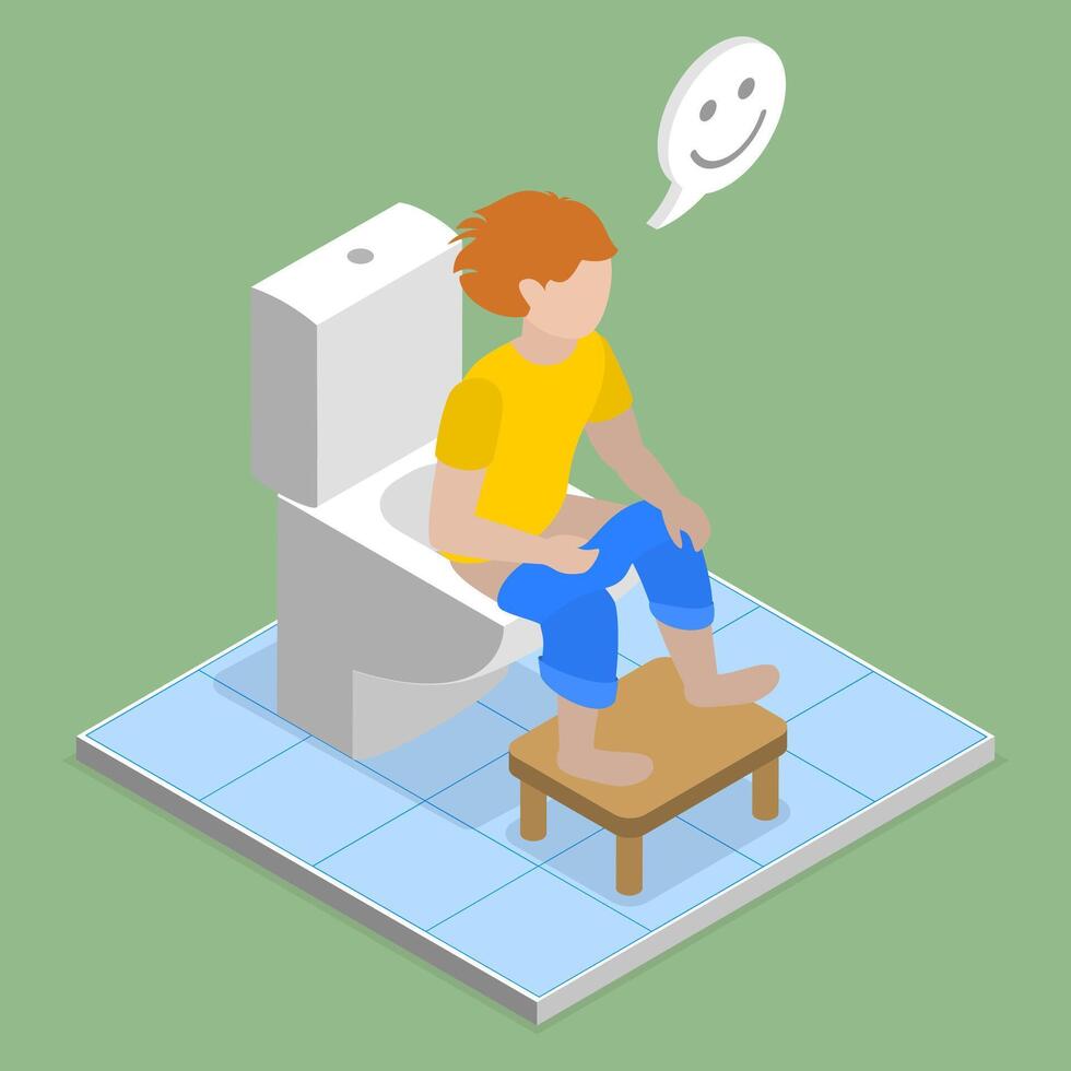 3D Isometric Flat Conceptual Illustration of Kid Training To Use Toilet , Morning Routine for Child vector