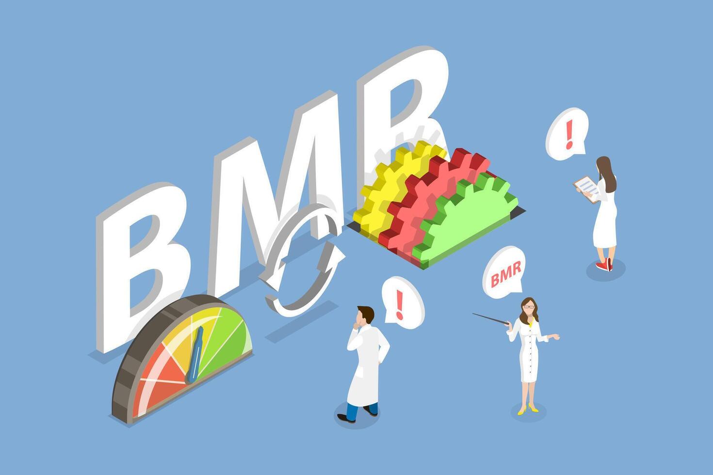3D Isometric Flat Conceptual Illustration of BMR, Basal Metabolic Rate vector