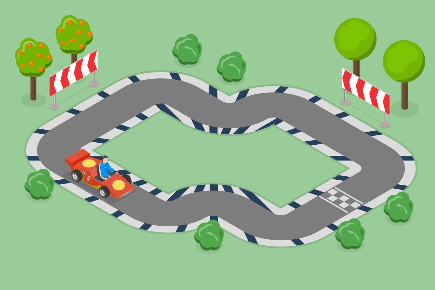 3D Isometric Flat Conceptual Illustration of Go Kart , Karting Sport vector