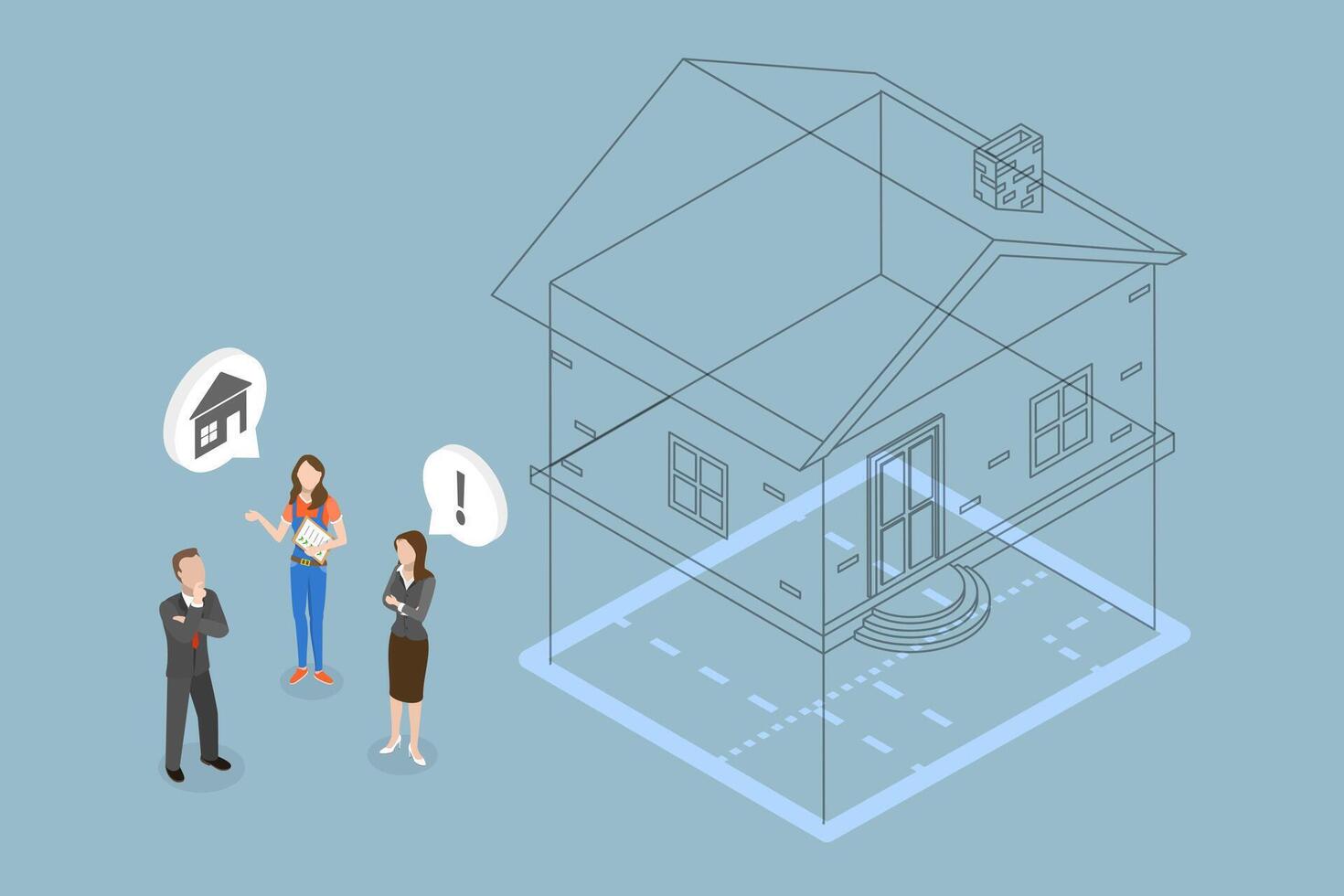 3D Isometric Flat Conceptual Illustration of Engineer, Engineering Project Construction vector