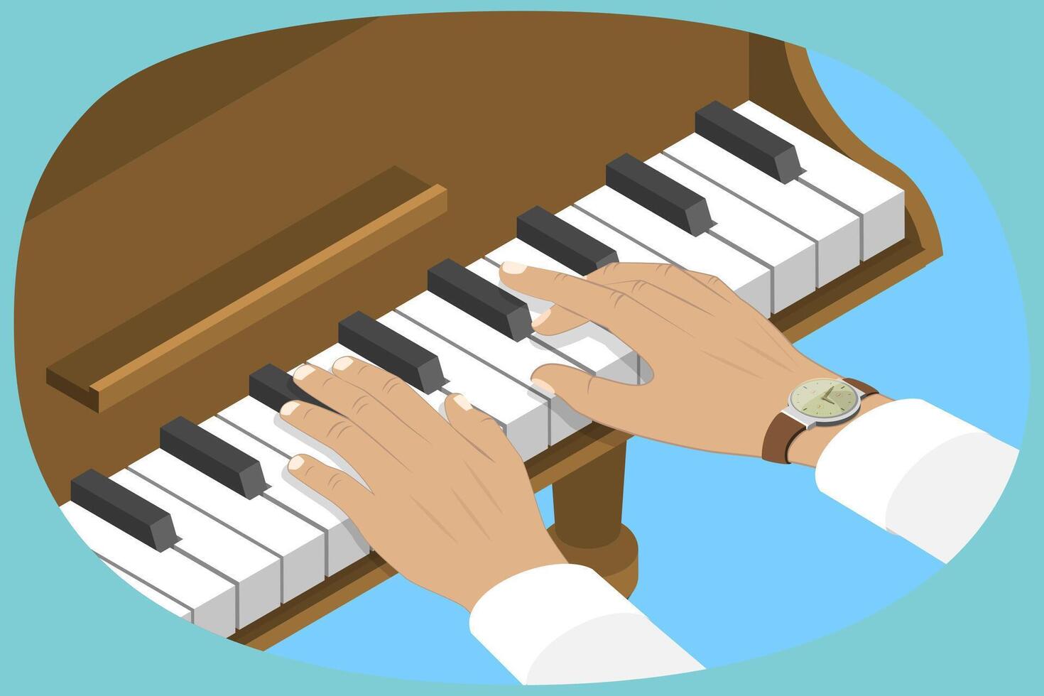 3D Isometric Flat Conceptual Illustration of Piano Player, Music Keyboard with Hands vector