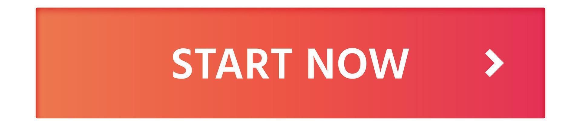 Bright start now button featuring a right arrow, set against a vibrant gradient of red and orange. Designed for websites and apps, inviting users to engage with services or products vector