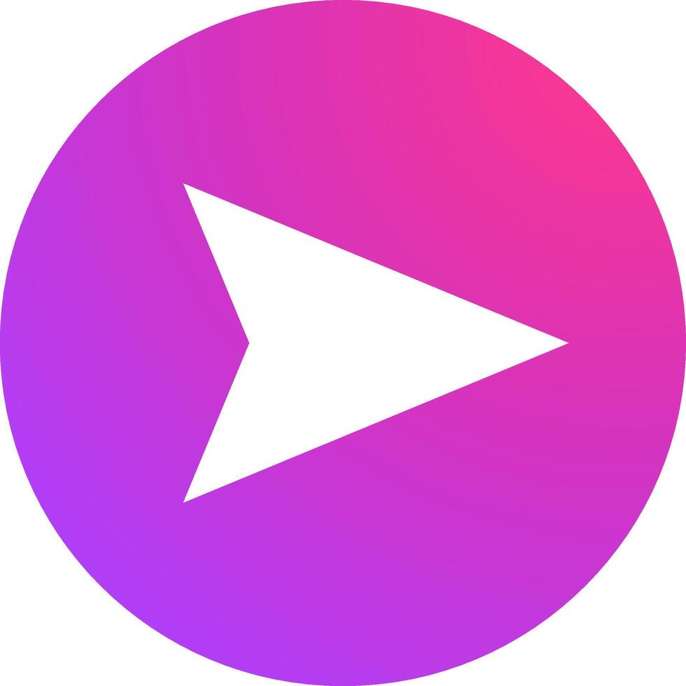 White arrow pointing right in a purple and pink gradient circle, simple modern icon for website or app, perfect for indicating direction, navigation, or progress vector