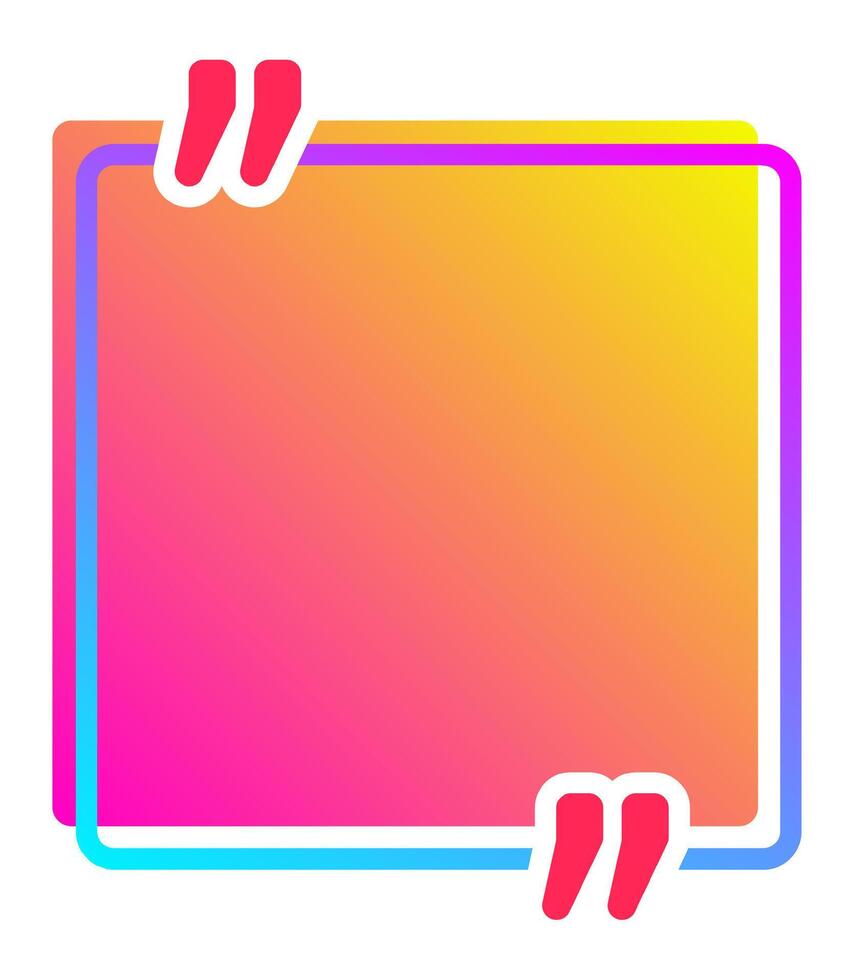 Colorful quote box with quotation marks is ready for inspiring messages and engaging social media content, featuring a gradient background from pink to orange and yellow vector