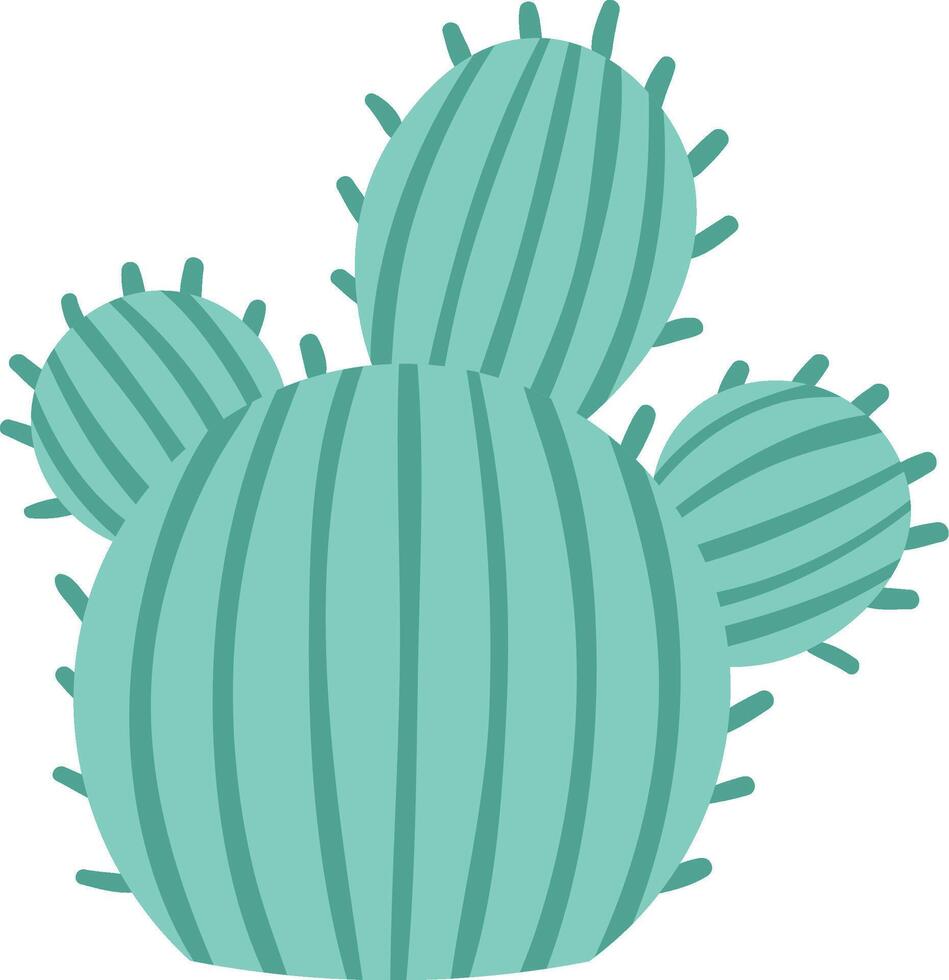 Minimalist illustration of a light green round cactus growing in the desert, isolated on a white background, representing concepts of nature, growth, and resilience vector