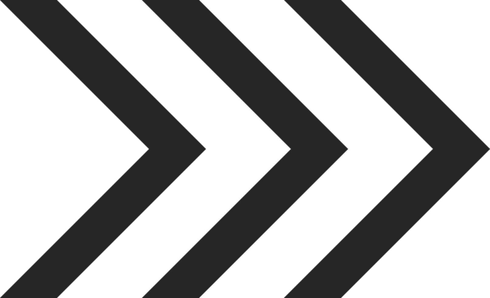 Three thick black arrows are pointing to the right side of a white background, creating a simple yet dynamic visual representation of direction vector