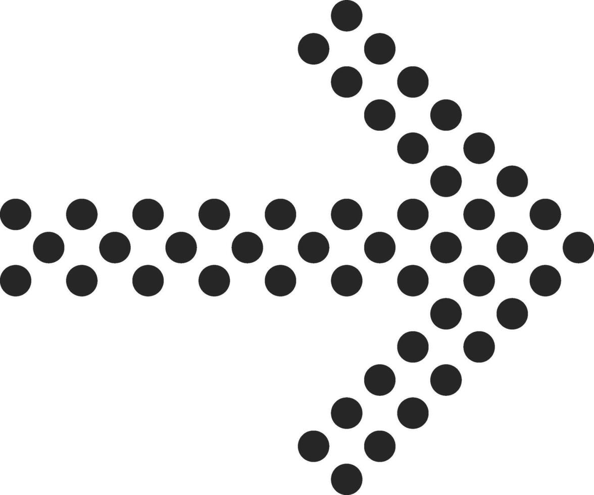 Black dotted arrow pointing right, composed of circles that increase in size, symbolizing movement and direction while conveying progress and forward momentum vector