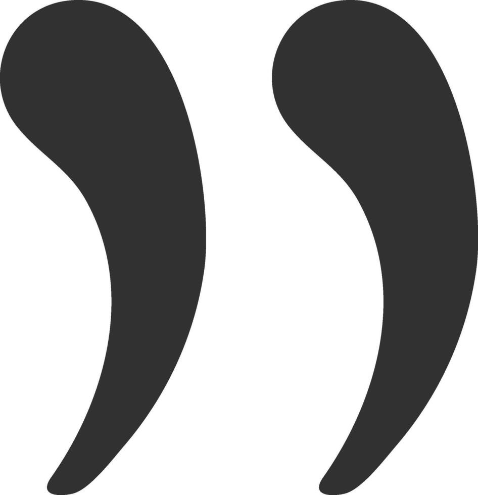 Dark gray double quotes symbol on a white background indicating citing or quoting someone, perfect for educational or communication related projects vector