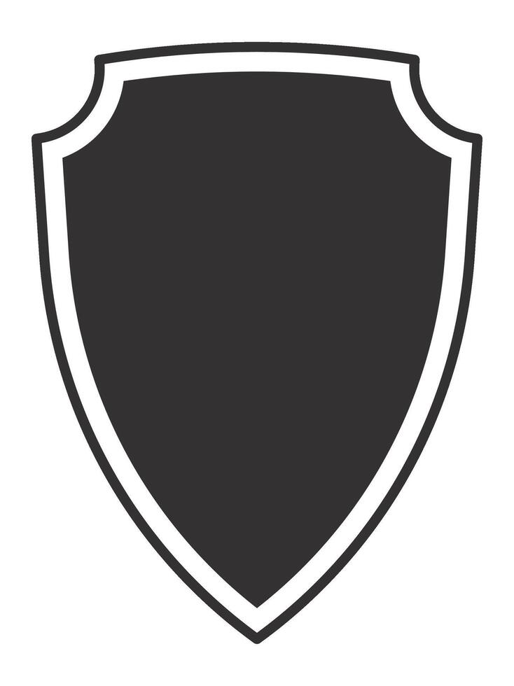 Classic heraldic shield shape symbolizing defense, safety, and security, with a dark gray center and a distinct white border, providing a clean and impactful visual representation of protection vector