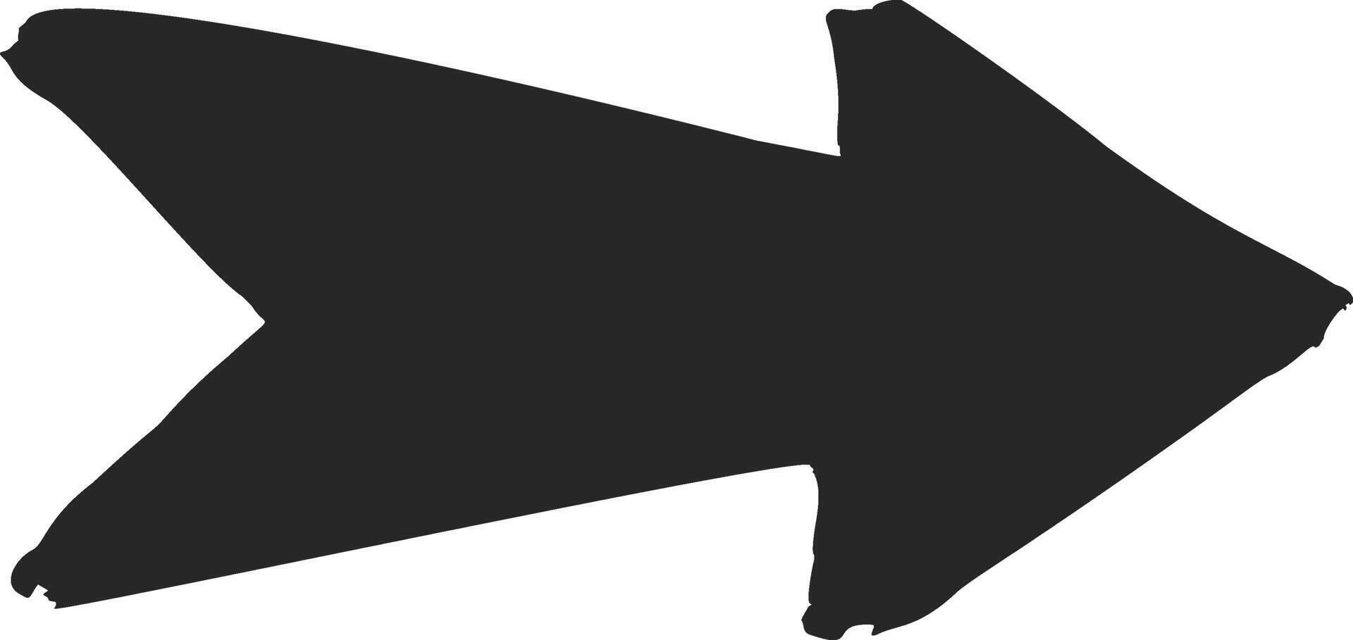 Black arrow pointing right, isolated on white background, with a grunge texture, ideal for indicating direction or highlighting important information vector