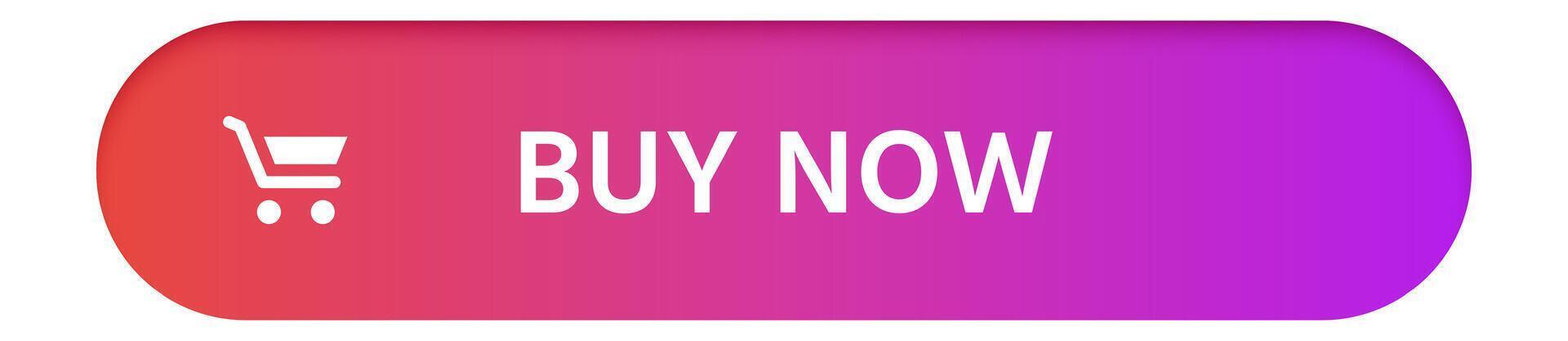 Brightly designed buy now button with a shopping cart icon, set against a vibrant pink to purple gradient background, enhancing online shopping experiences vector