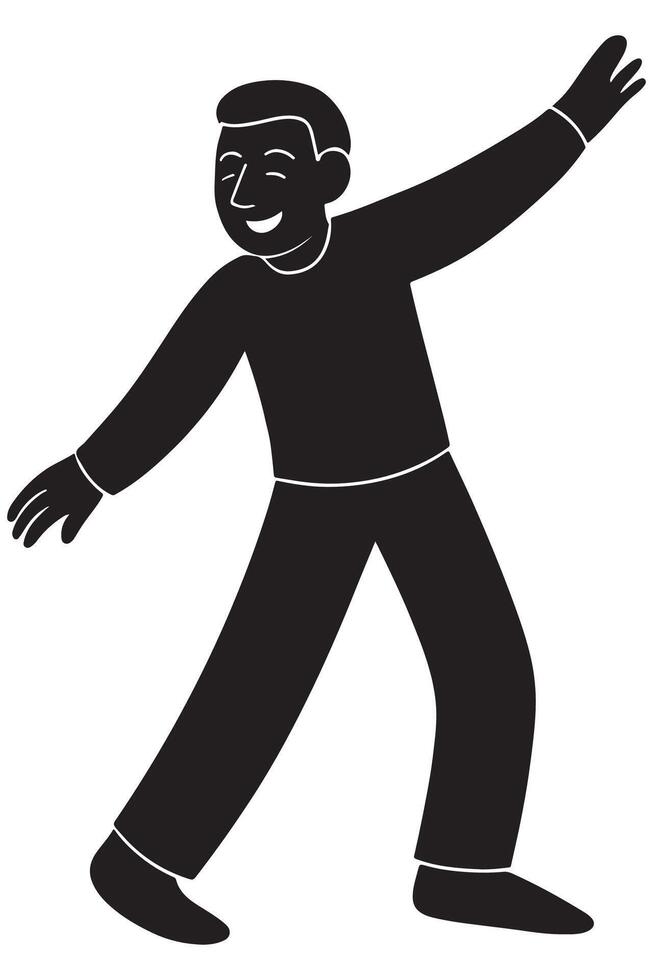 Silhouette of a man spinning with one arm extended, carefree and joyful vector