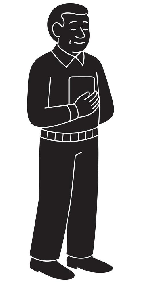 Silhouette of a man standing with holding a book vector