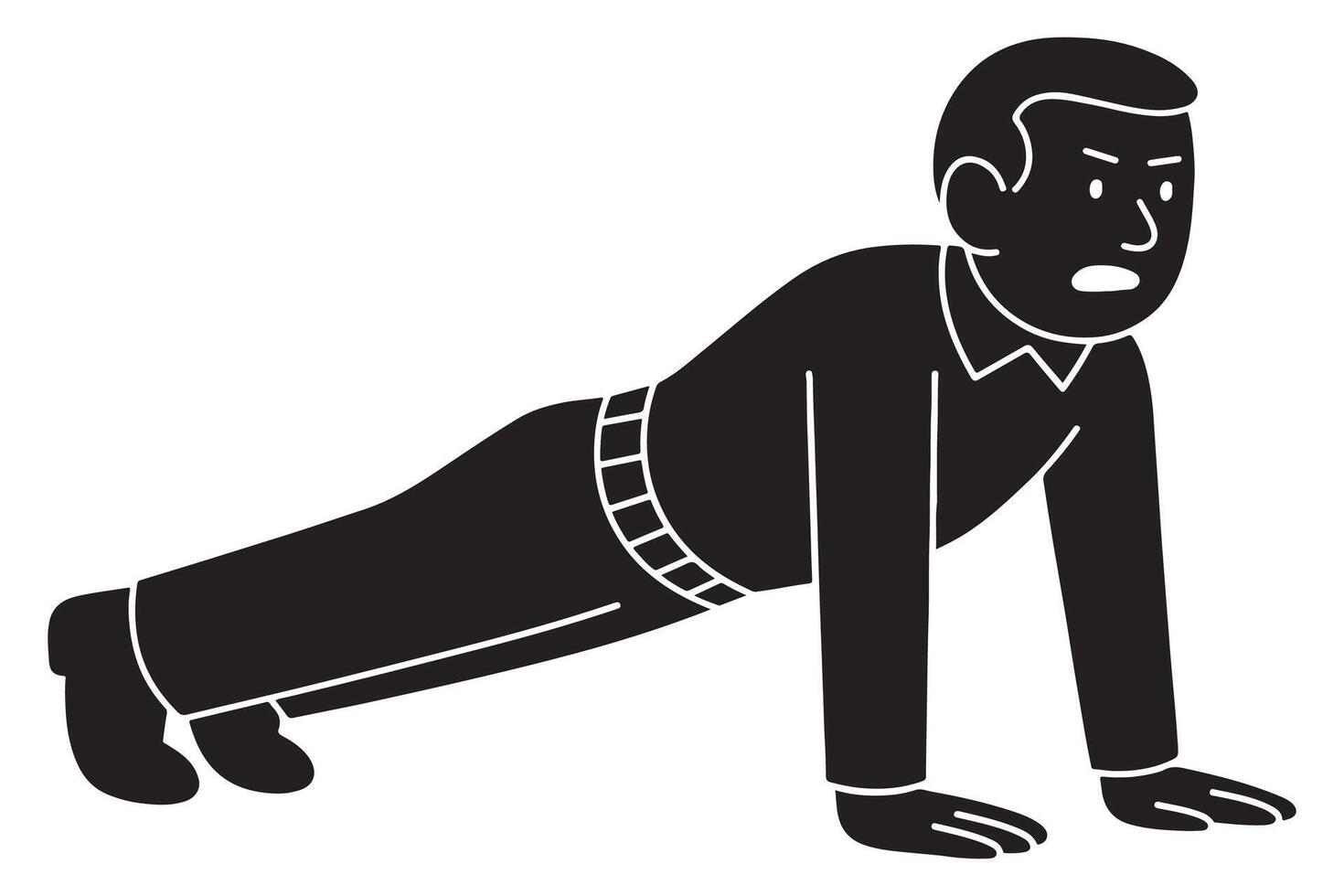 Silhouette of a man in push-up position, arms locked straight vector