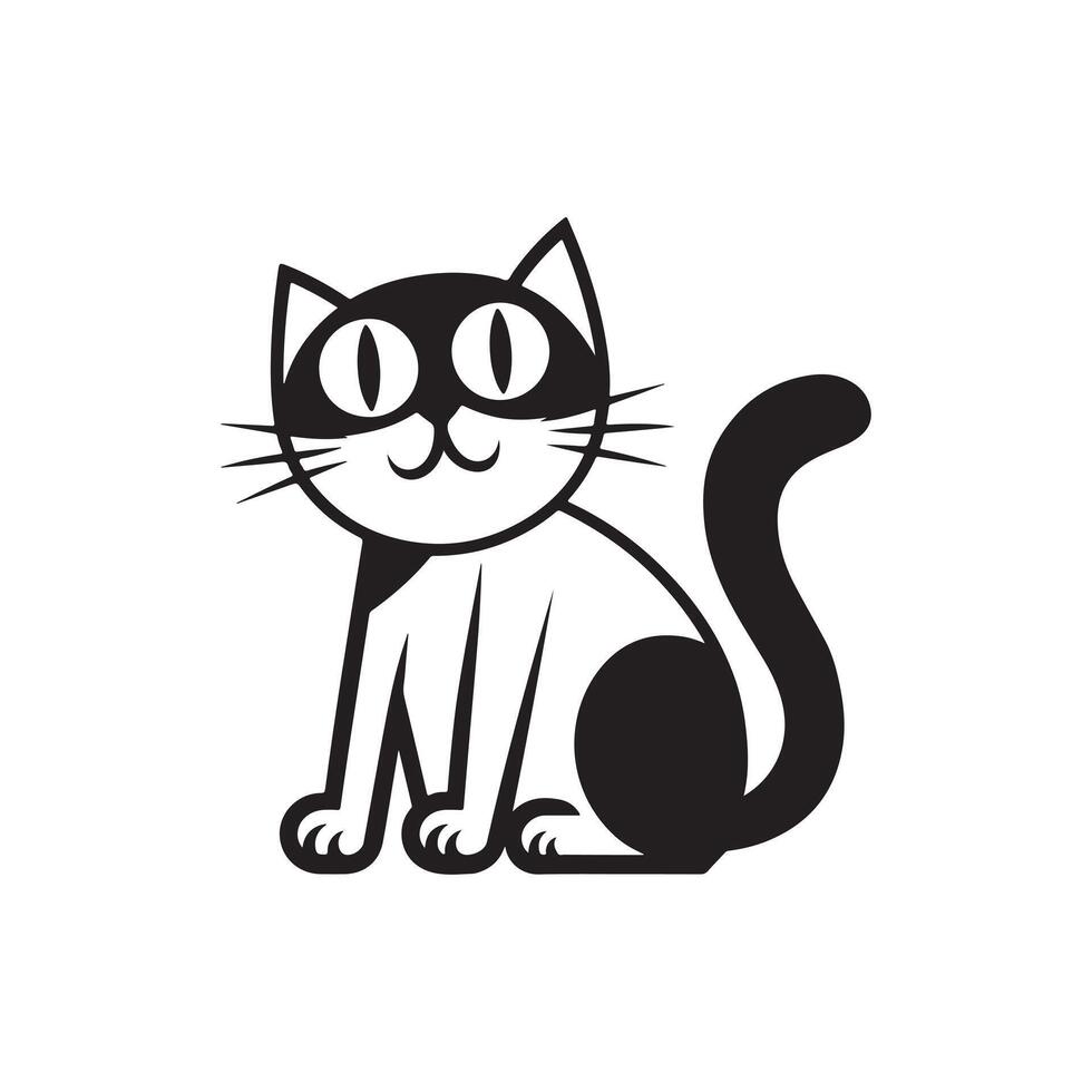 Grey stripped mixedbreed cat sitting isolated on Art vector