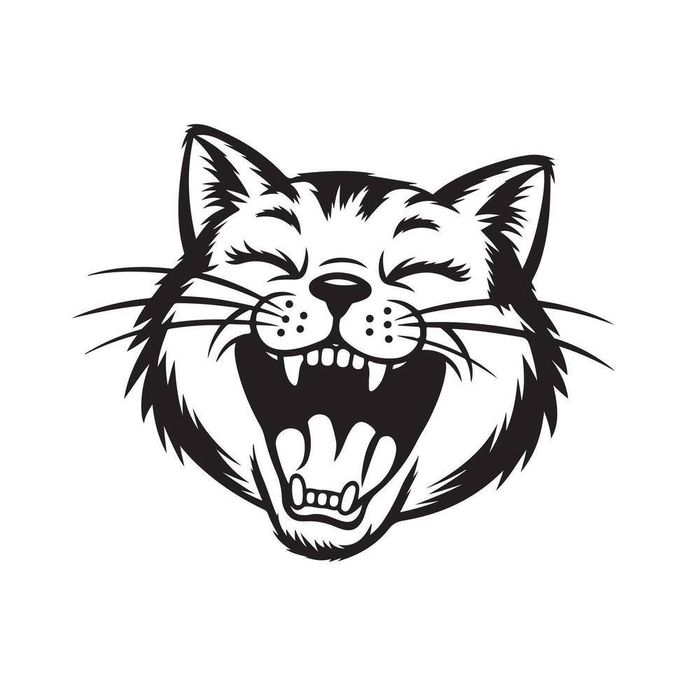 Grey stripped mixedbreed cat sitting isolated vector