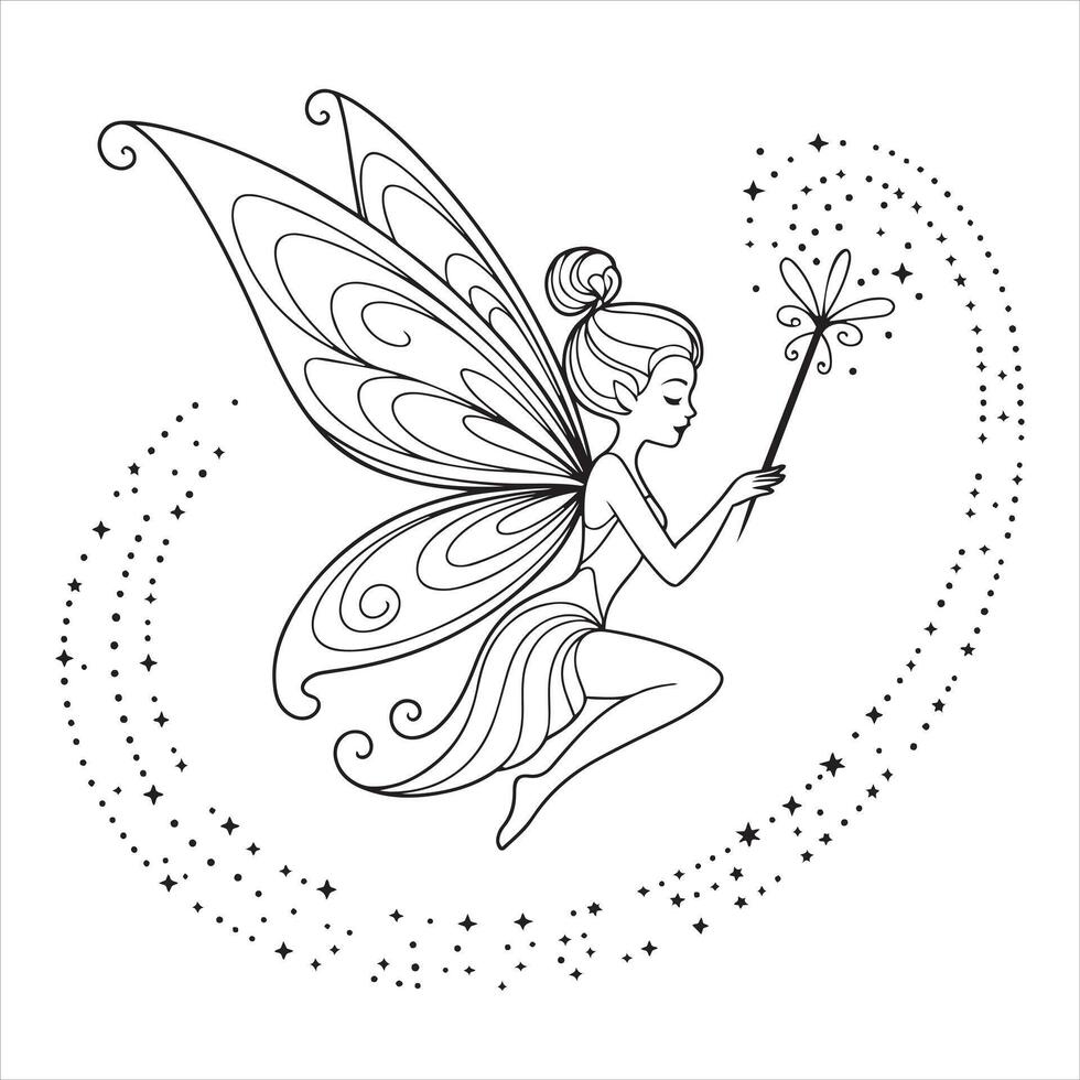 Fairy with Magic Wand and Sparkles vector
