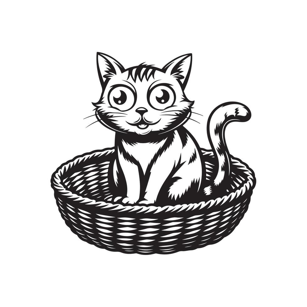 Grey stripped mixedbreed cat sitting isolated on white Art vector