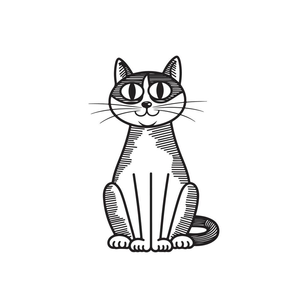 Grey mixedbreed cat sitting isolated on white vector