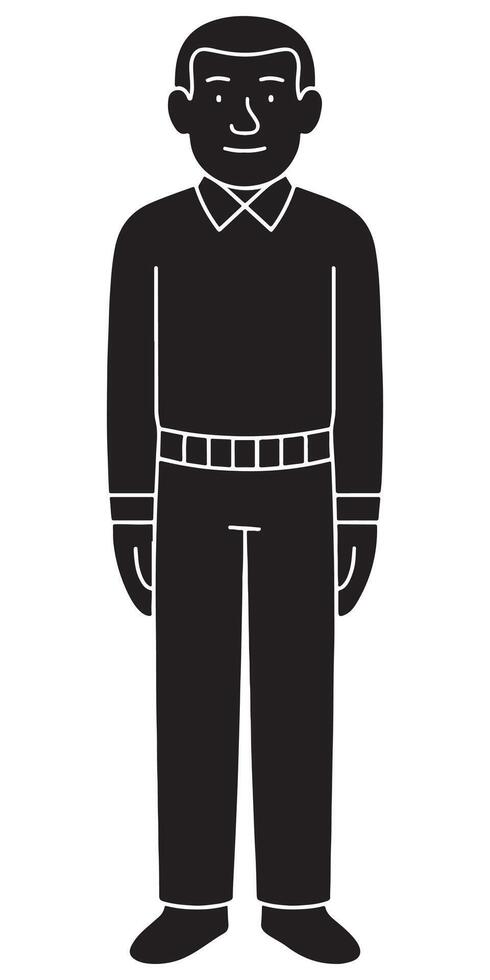 Silhouette of a man standing at attention with arms straight at sides vector