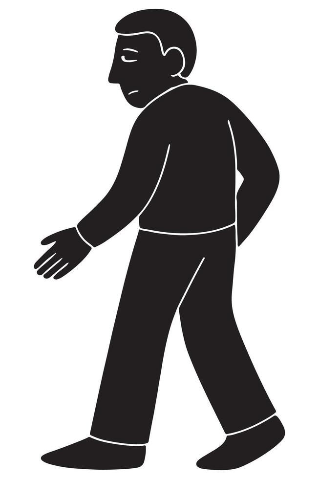 Silhouette of a man turning back slightly as if looking at someone leaving vector