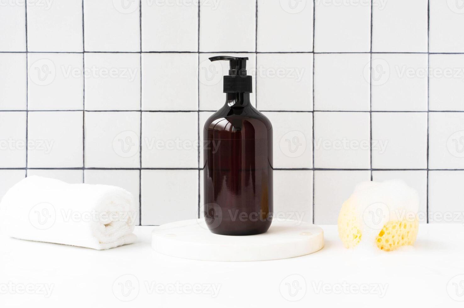 Brown bottle mockup for bathing product photo