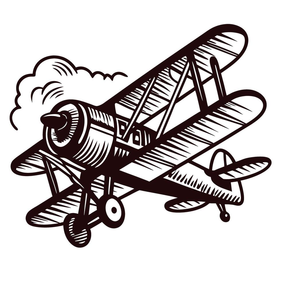 Vintage biplane capturing nostalgic aviation design vector